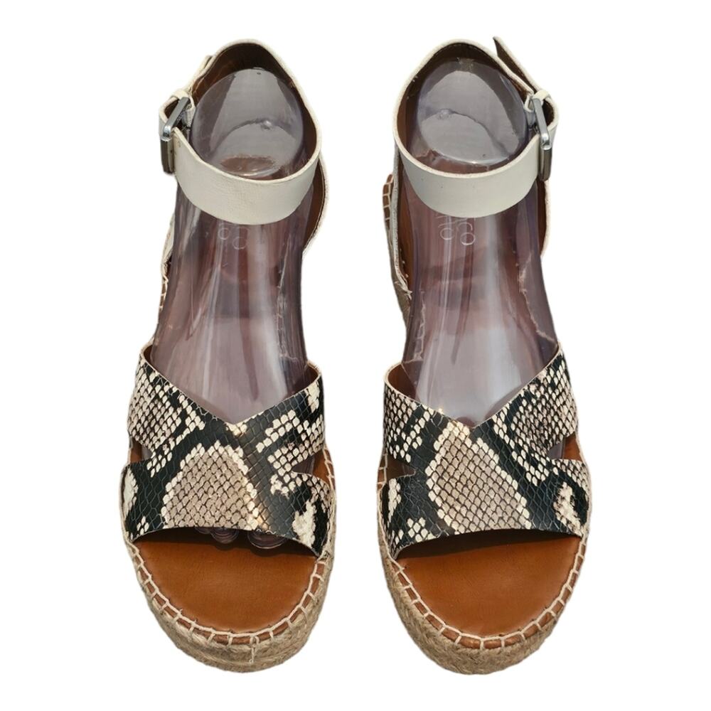 Franco Sarto Snakeskin Espadrille Wedge Strappy Leather Sandals Size 10